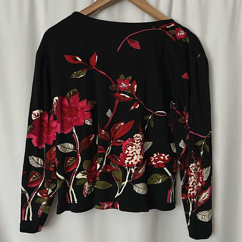 Zachi Gorgeous Black Floral Sequins Beaded Long Sleeve Sweater Top **Sz L** 🌺🌺 - Picture 2 of 5